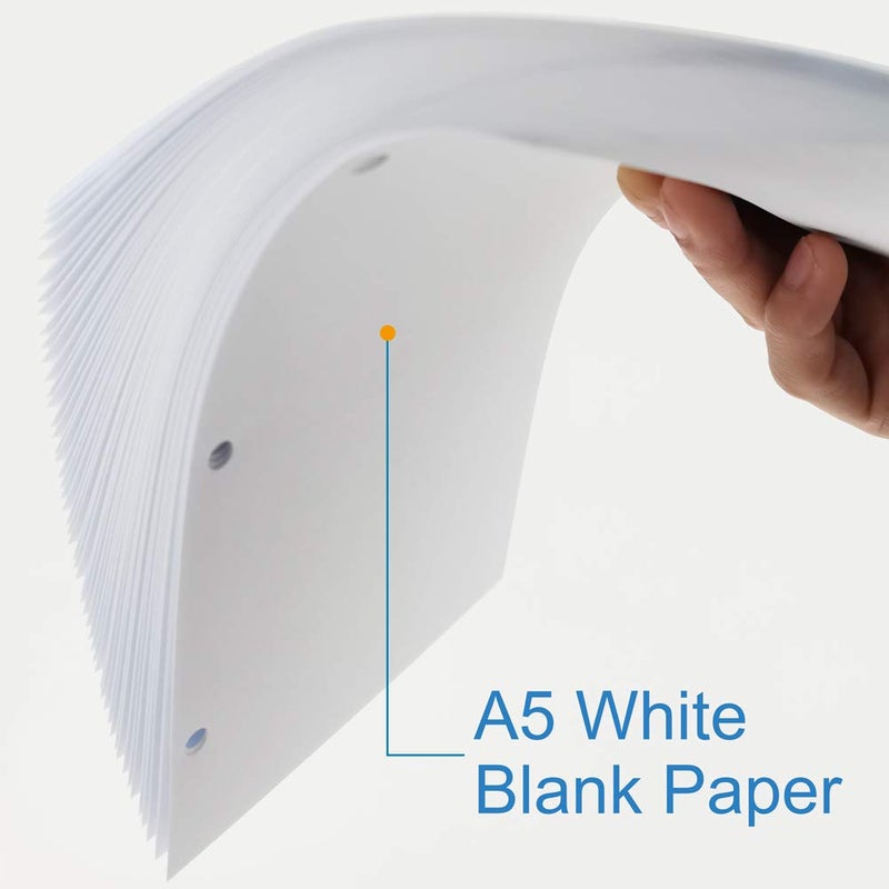 Nokingo (3-Pack) A5 Filler Paper  3 Hole Planner Refills  Organizer  Loose-leaf Binder Paper  Total 300 Sheets/600 Pages  100gsm  Blank  White Paper  5.8 x 8.2 Inch  3 Hole Filler Paper  Mini Binder Refills - Image 2